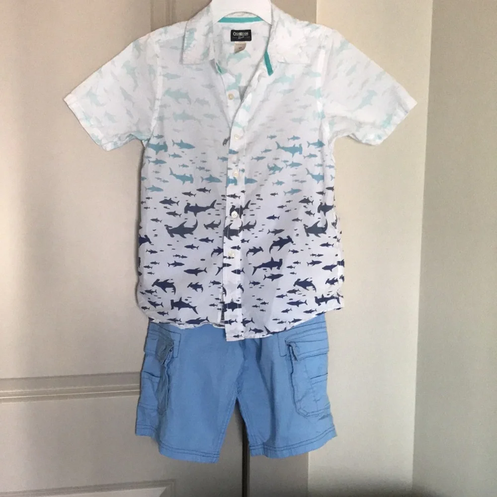 OshKosh shirt boy size 12 sharks theme like new